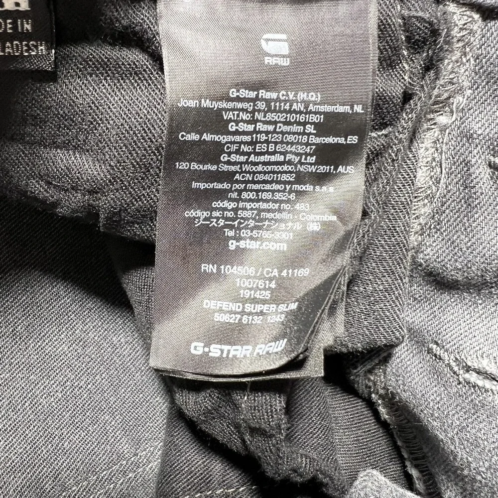 G-Star‎ RAW Defend Super Slim Jeans Mens 30x35 Gray Distressed Denim Button Fly
